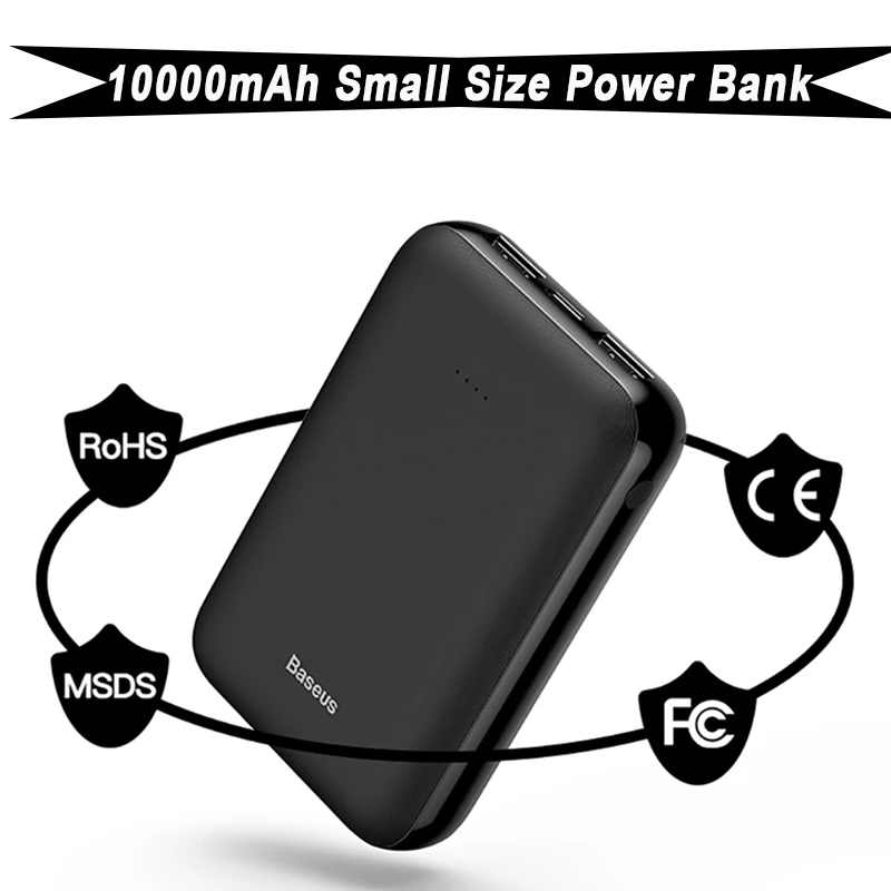 Baseus 10000 мАч Внешний аккумулятор для iPhone 6, 6 s, 7, 7 S, 8 s, amsung, huawei, Xiaomi, внешний аккумулятор, зарядное устройство для путешествий, внешний аккумулятор с usb-кабелем, 1 м