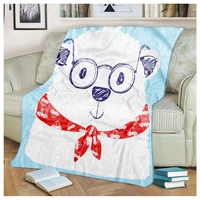 cute animal cartoon avatar double sided flannel summer air conditioning blanket digital printing blanket to customize