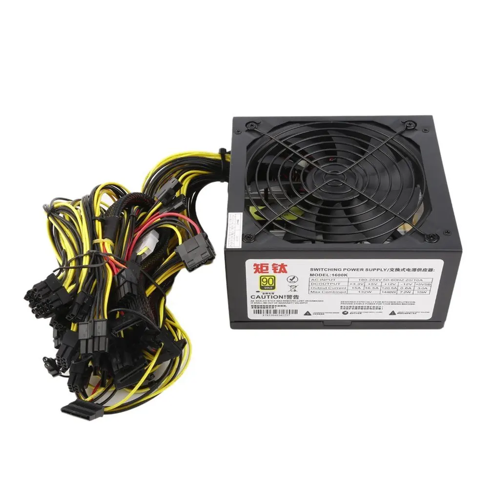 1600 Вт источник питания для 6GPU Eth Rig Ethereum Coin Mining Miner выделенный 90 Gold высокая