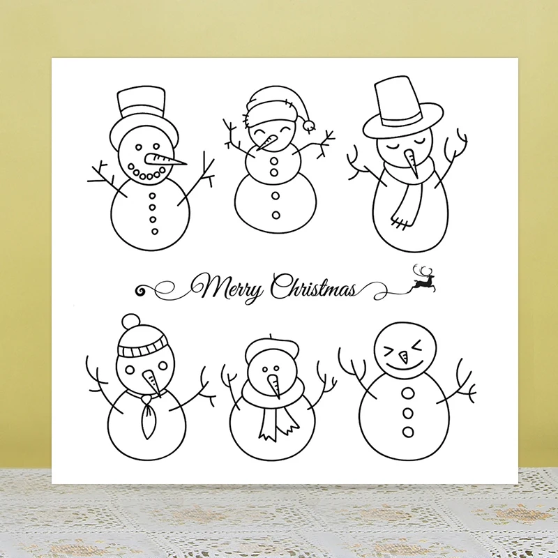 Симпатичные прозрачные штампы/уплотнения AZSG в виде снеговика для скрапбукинга