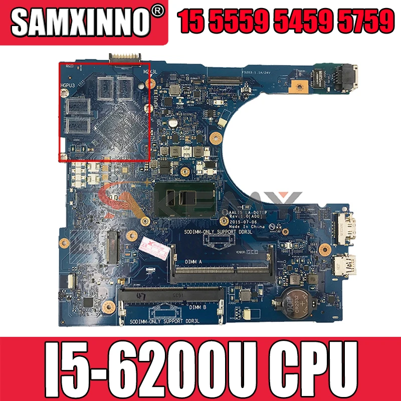 

Akemy I5-6200U для Dell Inspiron 15 5559 5459 5759 материнская плата AAL15 LA-D071P материнская плата CN-0VYVP1 VYVP1 100% тестирование
