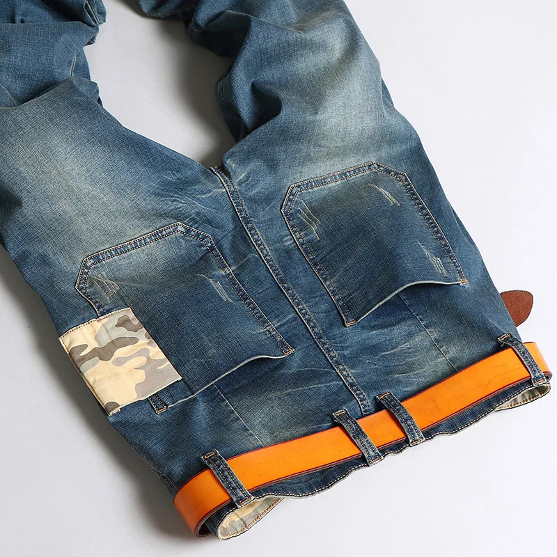 

Plus size men's clothing autumn fat men ripped jeans denim harem cropped pants