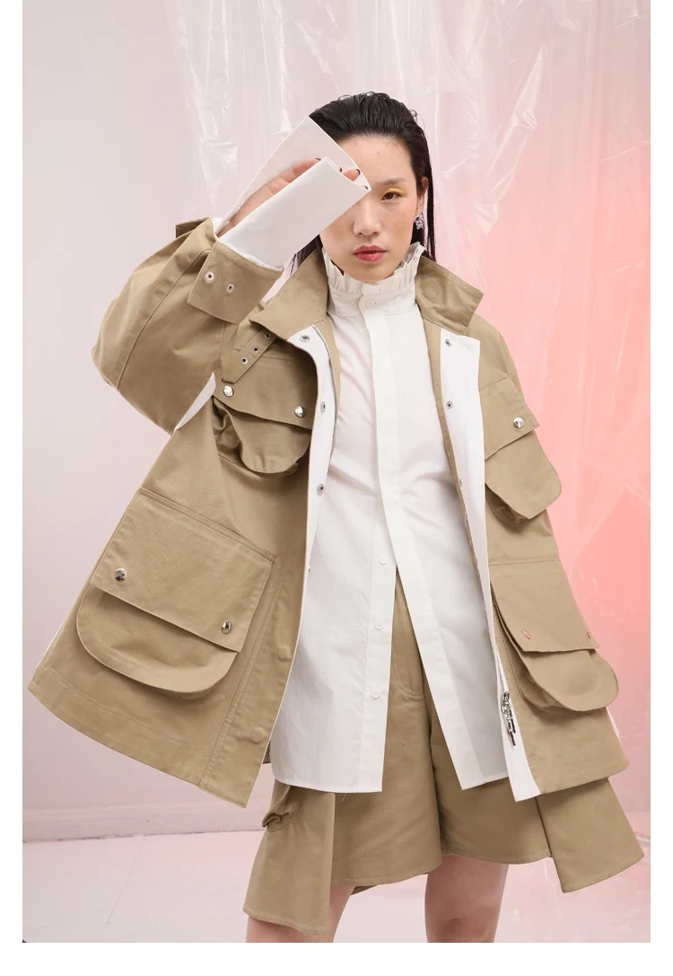 IRINAL06 FW коллекция негабаритных лоскутное стиль сафари женский плащ