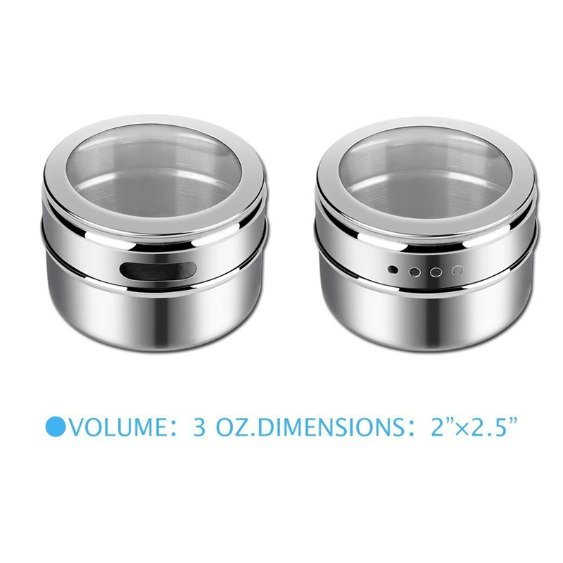 10 шт./компл. Магнитная Прозрачная крышка баночка для специй из нержавеющей стали