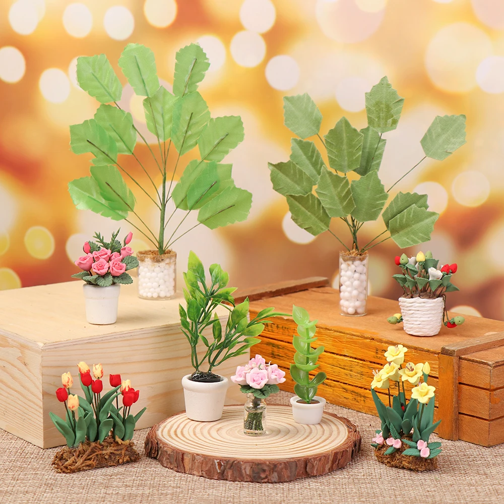 Миниатюрный бонсай 1 шт. искусственные цветы мини растение в горшке