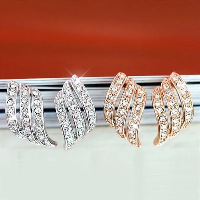 Простые серьги-гвоздики с кристаллами модные серьги золотого цвета в Корейском