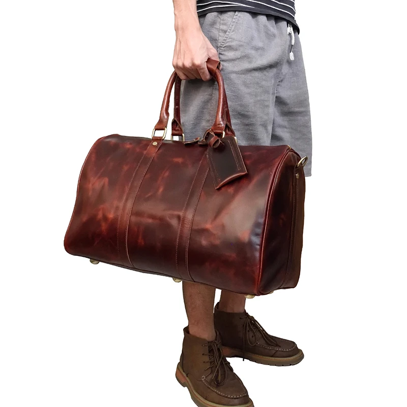 Luufan, Ретро стиль, crazy horse, кожаная дорожная сумка для мужчин, большая вместительность, натуральная коровья кожа, дорожная сумка для багажа, мужская спортивная сумка