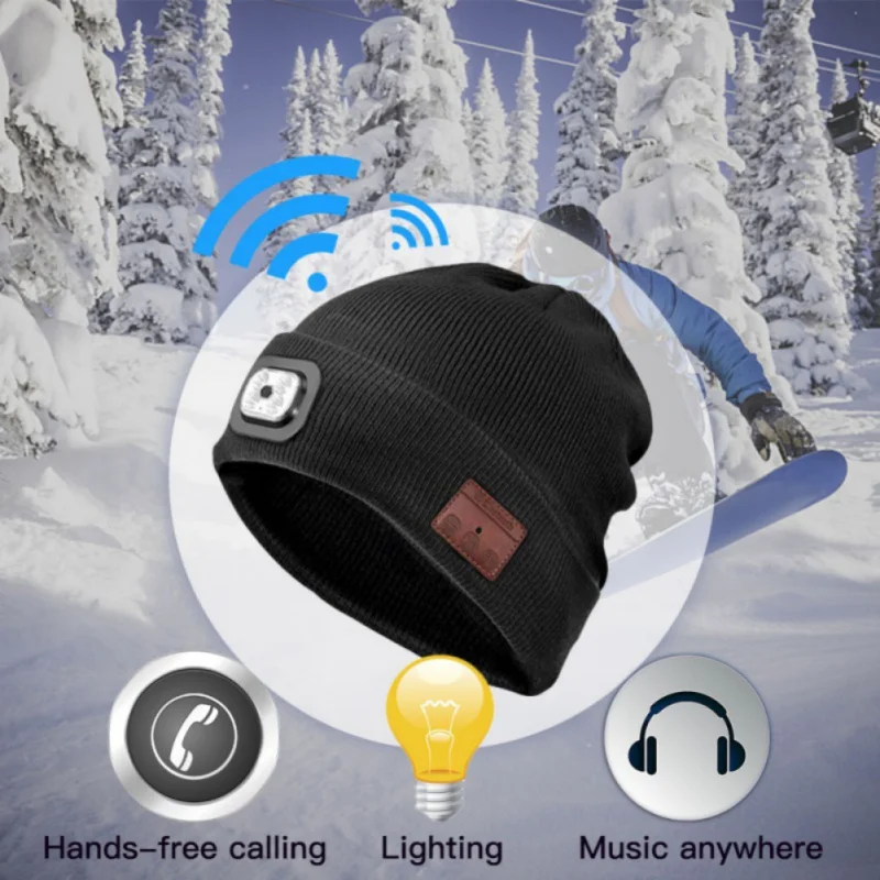 Bluetooth 5 0 наушники зимние теплые Кепки Беспроводной музыкальные колонки