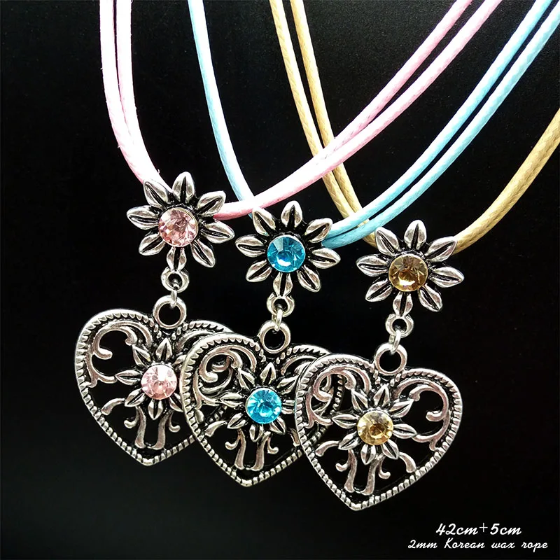 Модная винтажная серебряная подвеска в форме сердца традиционное ожерелье Edelweiss