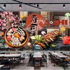 Современная Деревянная доска, обои для японских суши, промышленный декор, картина Сакура, фон для ресторана, настенные бумаги, 3D Роспись