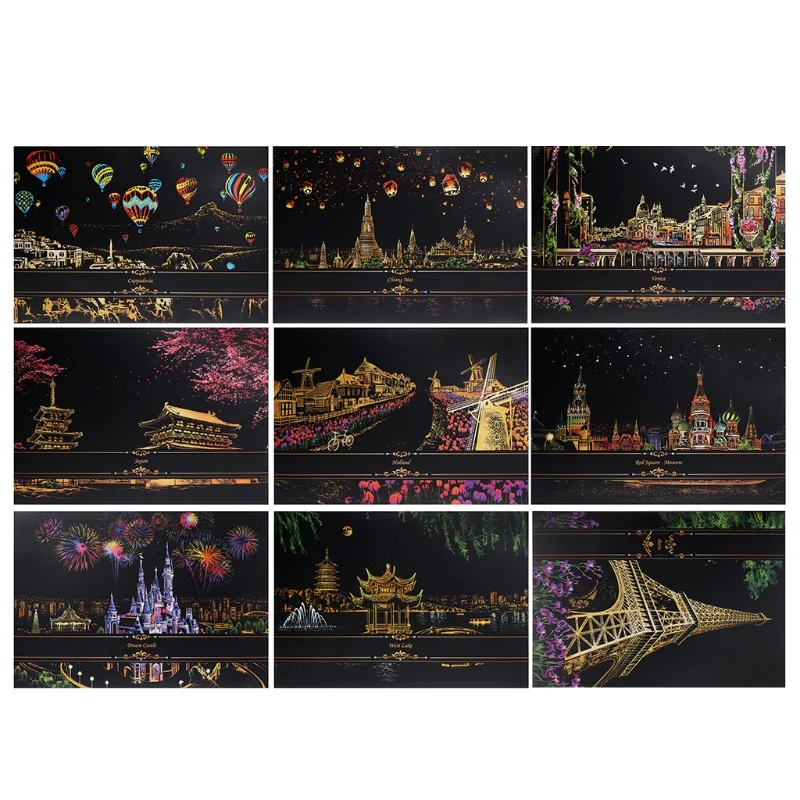 

2 Sheets Scratch Pictures Paper 41x29cm Creative Set Screen Postcard DIY Gifts