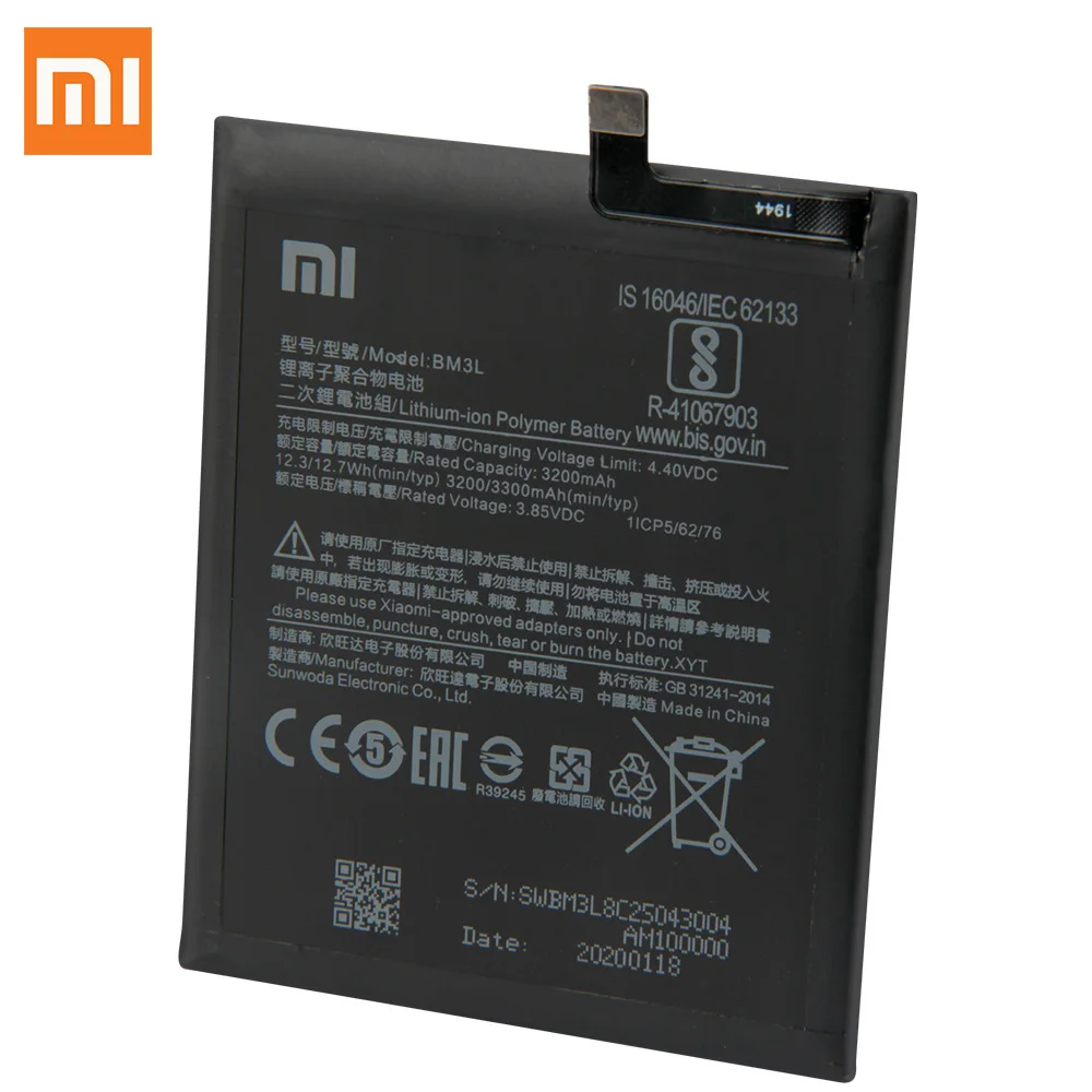 Оригинальный сменный аккумулятор XiaoMi BM3L для Xiaomi 9 MI9 M9 MI 100% Новый оригинальный