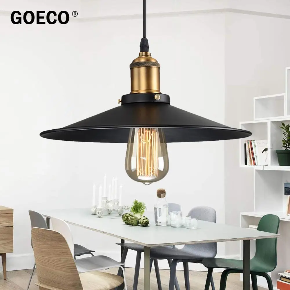 

Industrial Vintage Style Pendant Light, Metal Hanging Lamp, E27 Bulb Base, 200V, for Loft Dining Room Kitchen island Lighting