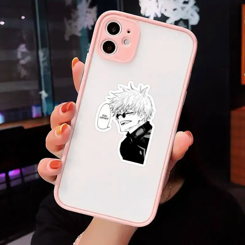 

Jujutsu Kaisen Anime Cartoon Phone Case Pink matte transparent For iPhone 7 8 x xs xr 11 12 pro plus max mini Clear Funda