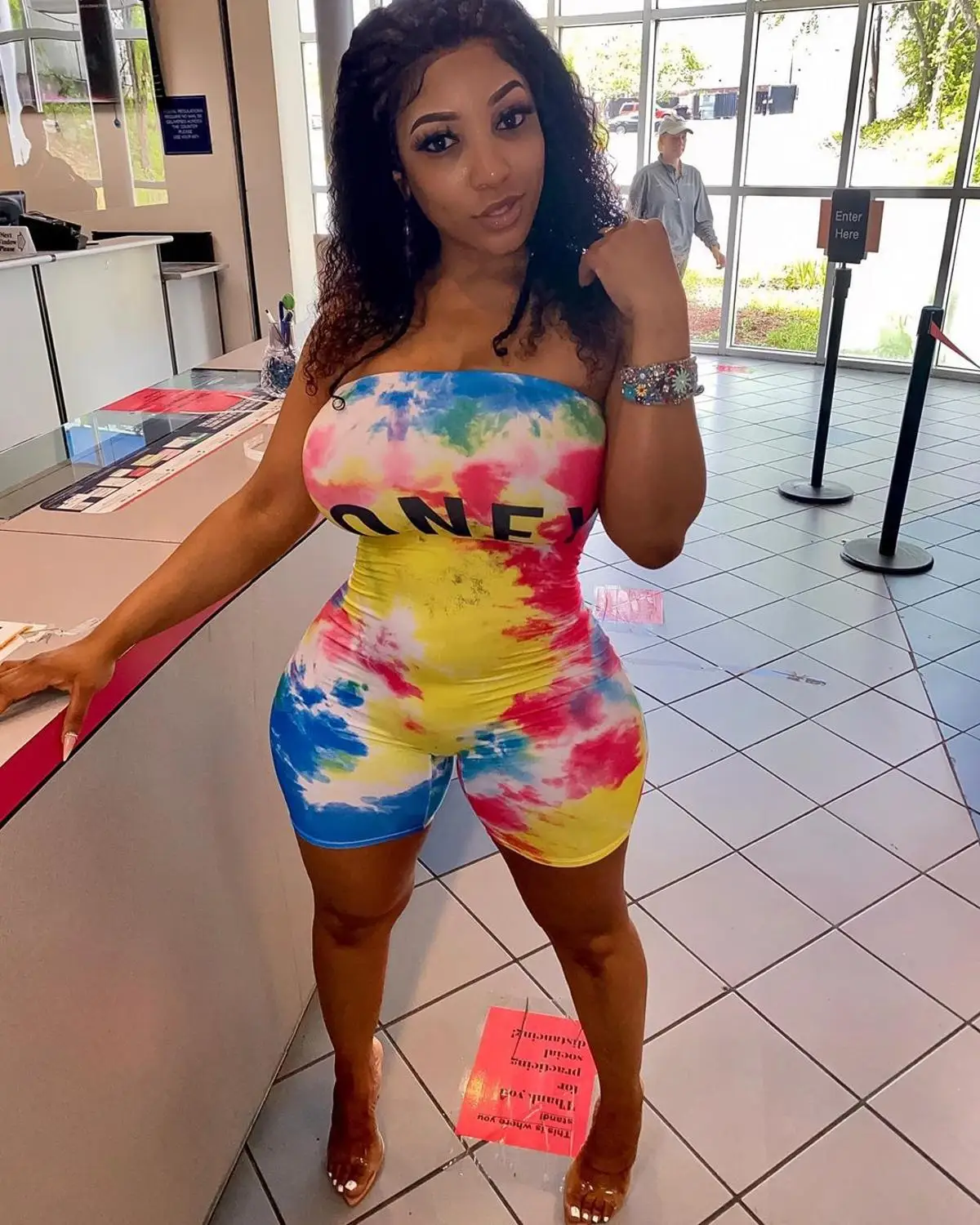 

Fashion Women Colorful Tie Dye Print Spaghetti Strap Sleeveless Skinng Short Jumpsuit Casual Sexy Summer Bodycon Playsuit