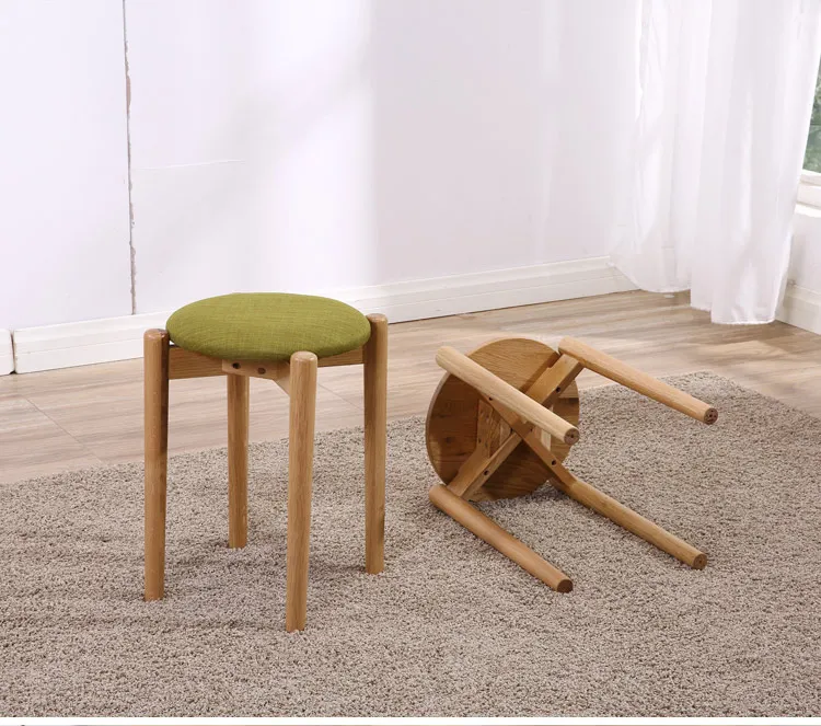

Solid wood dining stool creative Nordic home stool fabric makeup stool fashion dressing stool