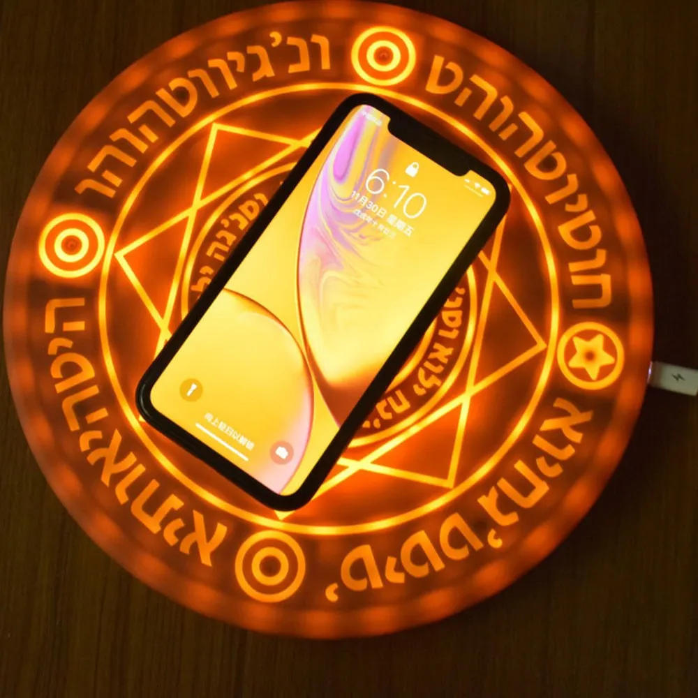 

10W Glowing Magic Array Universal Qi Fast Charging Wireless Charger for iPhone Charger Magic Array Wireless Charger