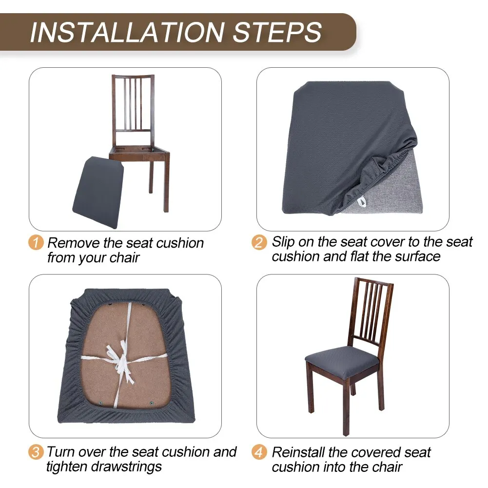 

Junejour Stretch Elastic Dining Room Chair Seat Covers Universal Removable Washable Chair Seat Comfortable Cushion Slipcover