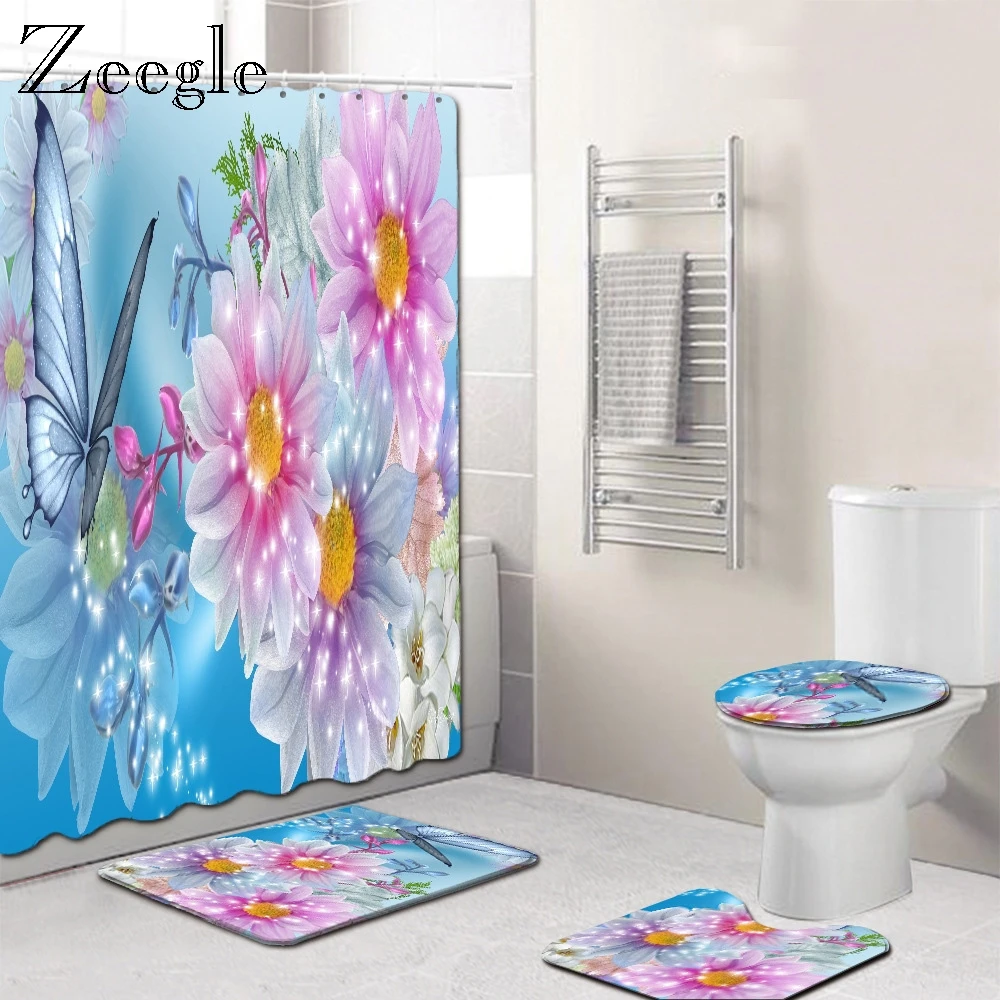 

Zeegle Microfiber Bath Mat Bathroom Carpet Rug Floral Pattern Area Rug for Bath Floor Washable and Absorbent Soft Shower Mats