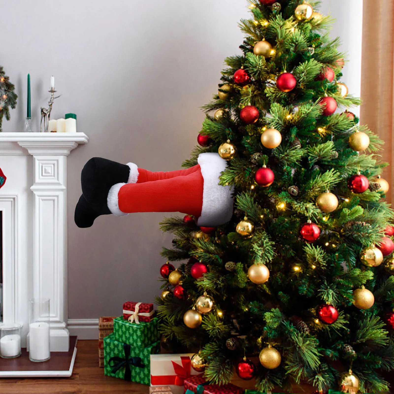 Christmas Santa Kicking Legs Home Party Tree Plush Navidad 2022 New Year Decor Boże Narodzenie | Дом и сад