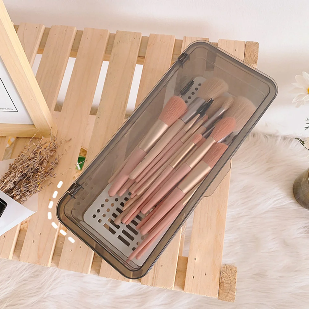 

Makeup Brush Holder Organizer Drainer Makeup Brushes Case Travel Cosmetic Storage Box Toiletry Makeup Case Drain