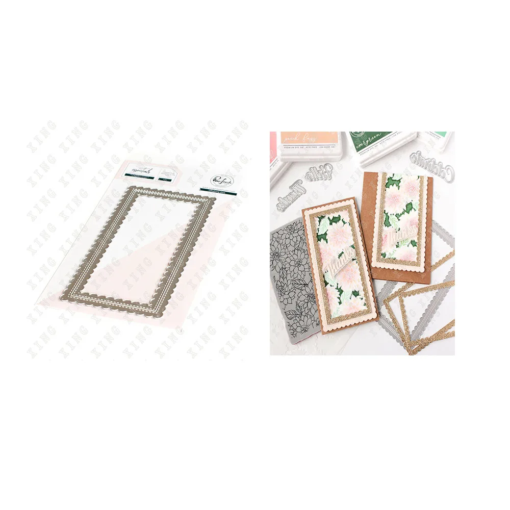 

Stitched Scalloped Rectangle Metal Cutting Dies Scrapbook Diary Decoration Embossing Diy Greeting Card Handmade Arrival New
