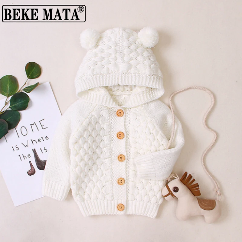 

Newborn Baby Girl Sweater Winter 2020 Hooded Knitted Baby Boy Clothes Long Sleeve Infant Outerwear Cotton Toddler Girl Clothing