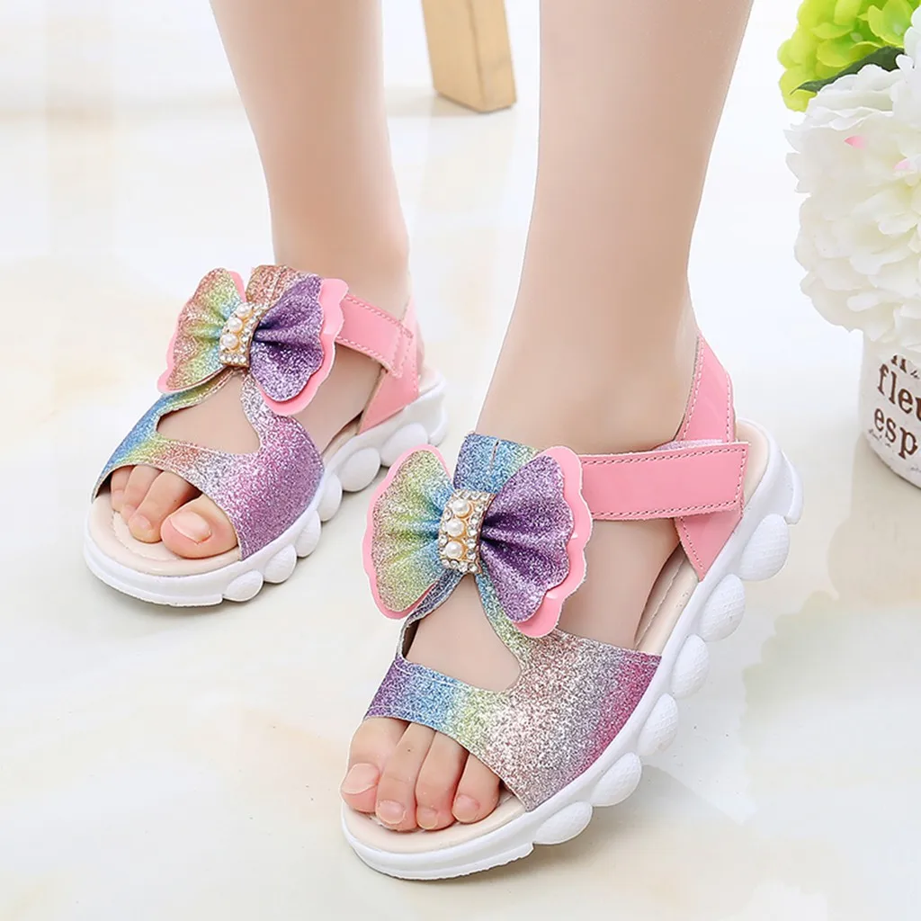 Сандалии Детские с градиентными блестками босоножки для маленьких девочек
