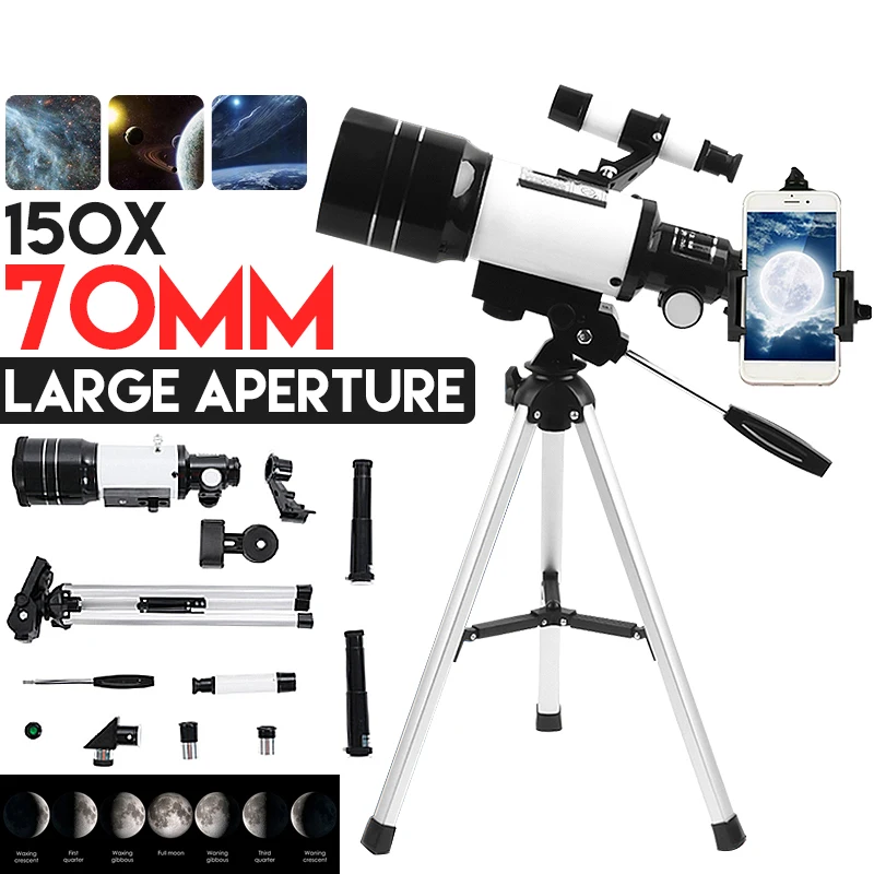 

150X Professional Astronomical Telescope for Space Monocular 70MM Eyepiece Powerful Binoculars Night Vision for Star Camping