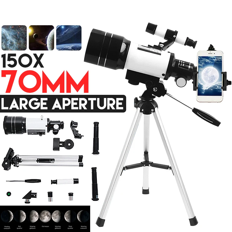 Профессиональный астрономический телескоп 150X Монокуляр 70 мм окуляр мощный