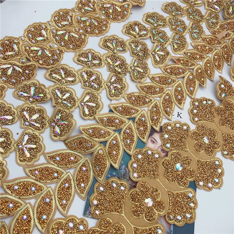 Золотые и серебряные стразы вышитые мотивы Кружевная аппликация Нигерия