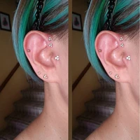 2pcs g23 titanium piercing jewelry labret lip ring labret lip stud triangle copper zircon ear tragus cartilage helix earring