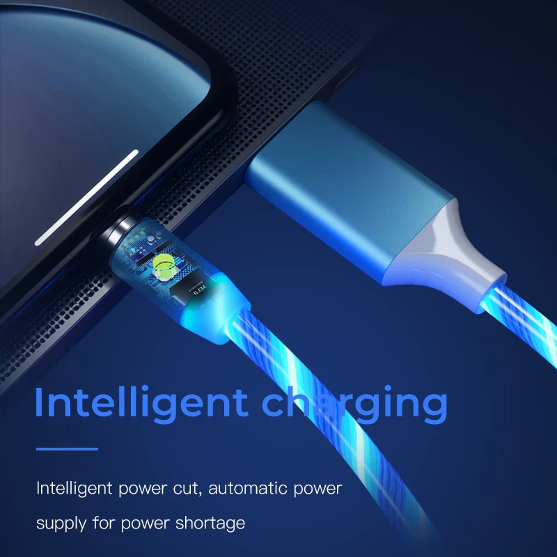 Светящийся кабель быстрой зарядки Micro USB Type C магнитный для iPhone XS 11 Huawei Xiaomi