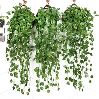 90cm artificial green plants hanging ivy leaves radish seaweed grape fake flowers vine home garden wall party decoration