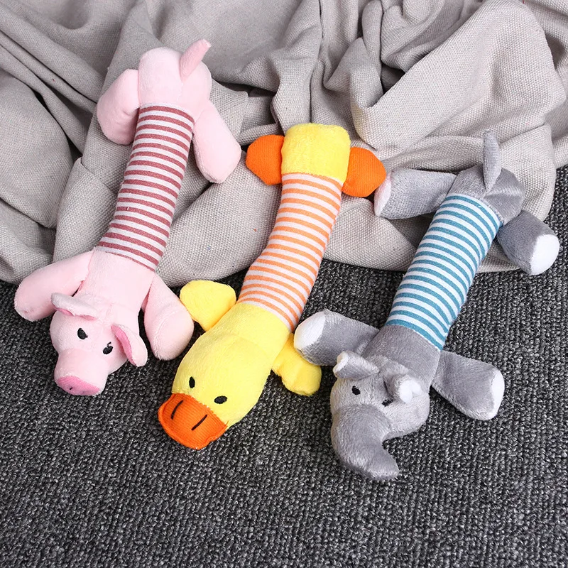 

Cute Pet Dog Cat Plush Squeak Sound Dog Toys Funny Fleece Durability Chew Molar Toy Fit For All Pets Elephant Duck Pig Accessory