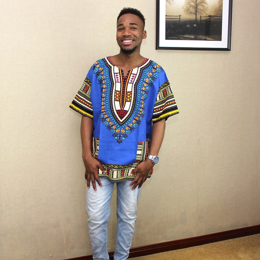 African Big Pockets Kwanzaa Dashiki Mens Classic Tops Free Size | Тематическая одежда и униформа