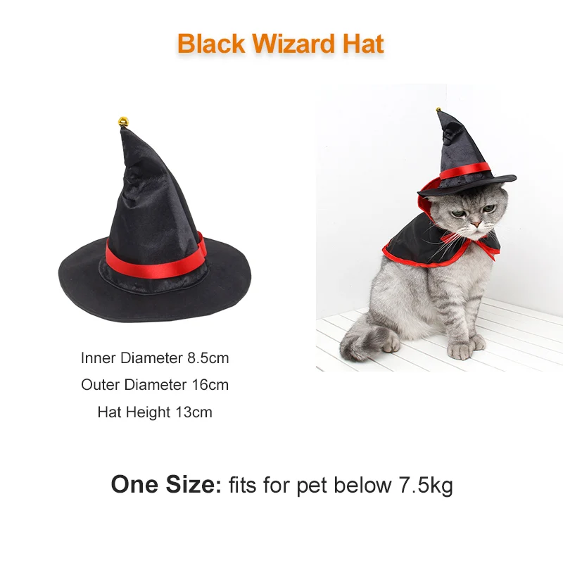 Black Wizard Hat Забавный костюм кошки волшебник на Хэллоуин шляпа Маскировка Аксессуары для кошек Рождественский новогодний костюм для маленькие собаки, питомцы фото реквизит - Цвет: Black Wizard Hat