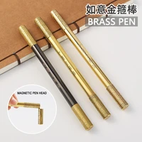 retro brass pen pure brass metal pen 0 5 mm custom logo ruyi monkey king bar ballpoint stationery office school supplies writing
