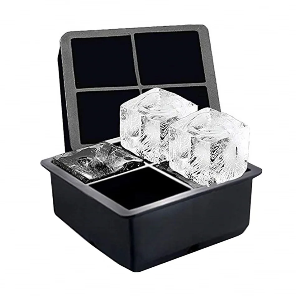 4 отверстия квадратный ледяной кубик прессформы чайник силиконовый лоток с