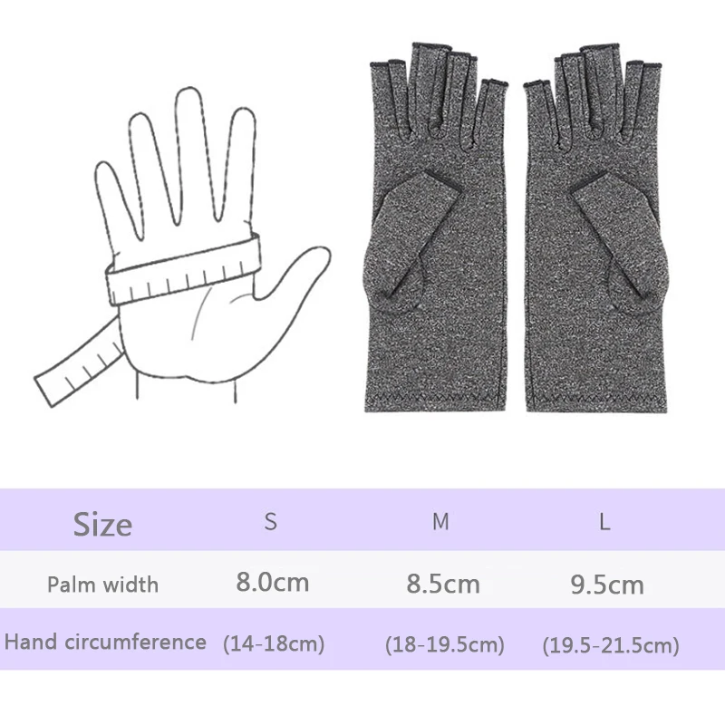 

1 Pair Compression Arthritis Gloves Premium Arthritic Joint Pain Relief Hand Gloves Therapy Open Fingers Compression Warm Gloves