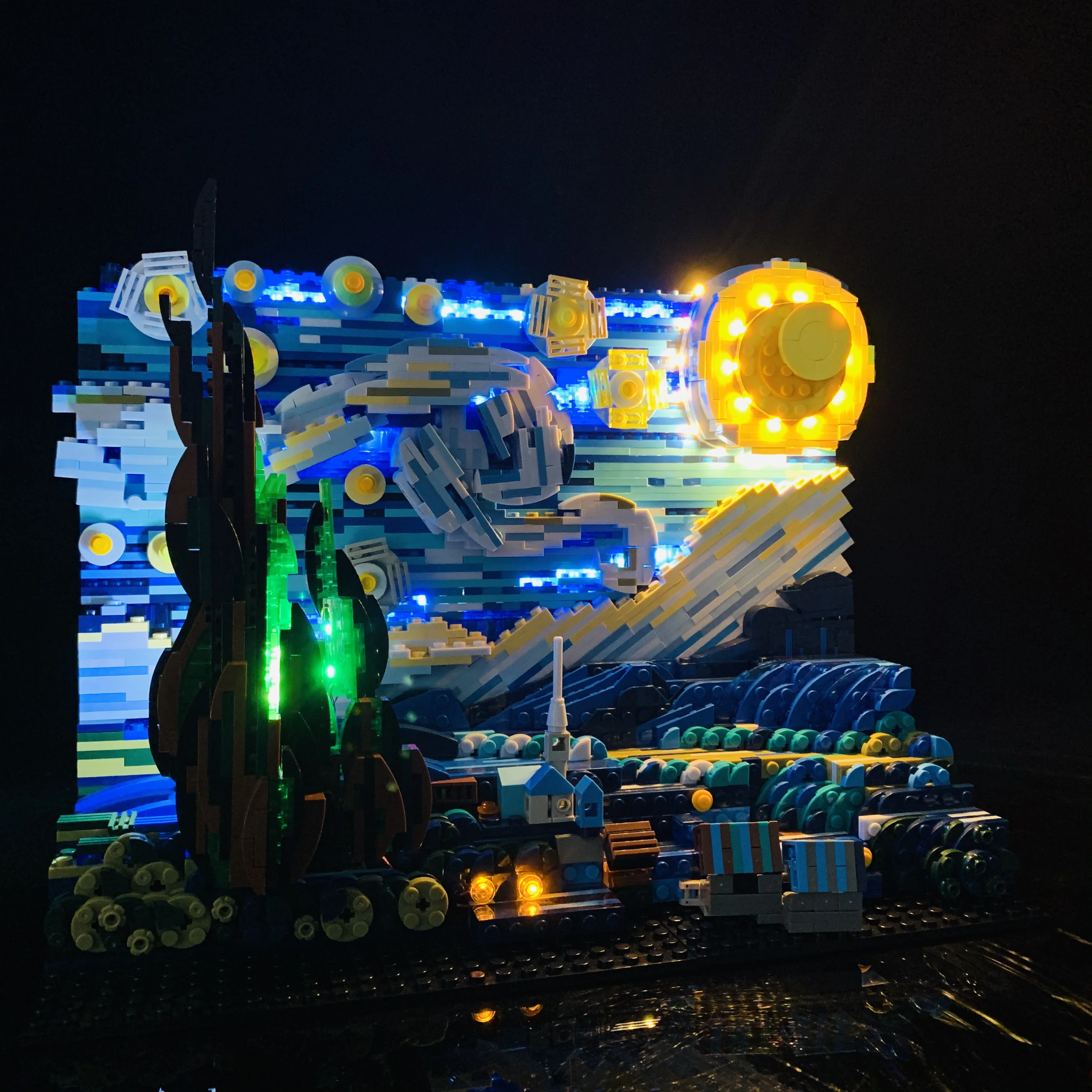 Juego de pintura de mosaico de Arte de p&iacute;xel MOC, piezas de luz, obra maestra del mundo, bloques de construcci&oacute;n, regalo para ni&ntilde;o-2