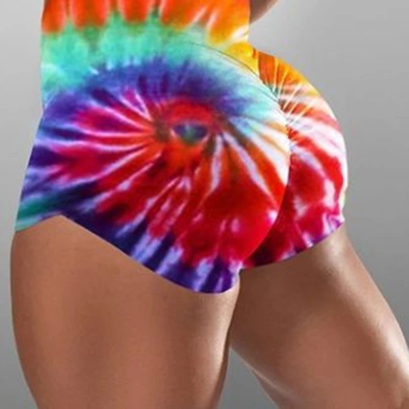 

High Waist Sexy Short Pants Women 2021 Summer Tie Dye Printed Sports Hot Pants Fashion Casual Shorts Beach Female Clothing