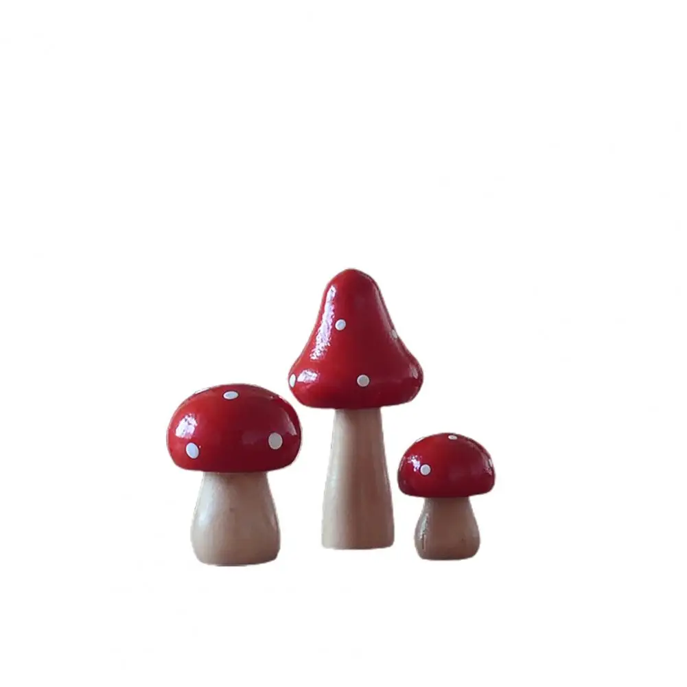 

3Pcs/Set Miniatures Wooden Painting Mushroom Ornaments Crafts Kids Gift for Desk Decoration