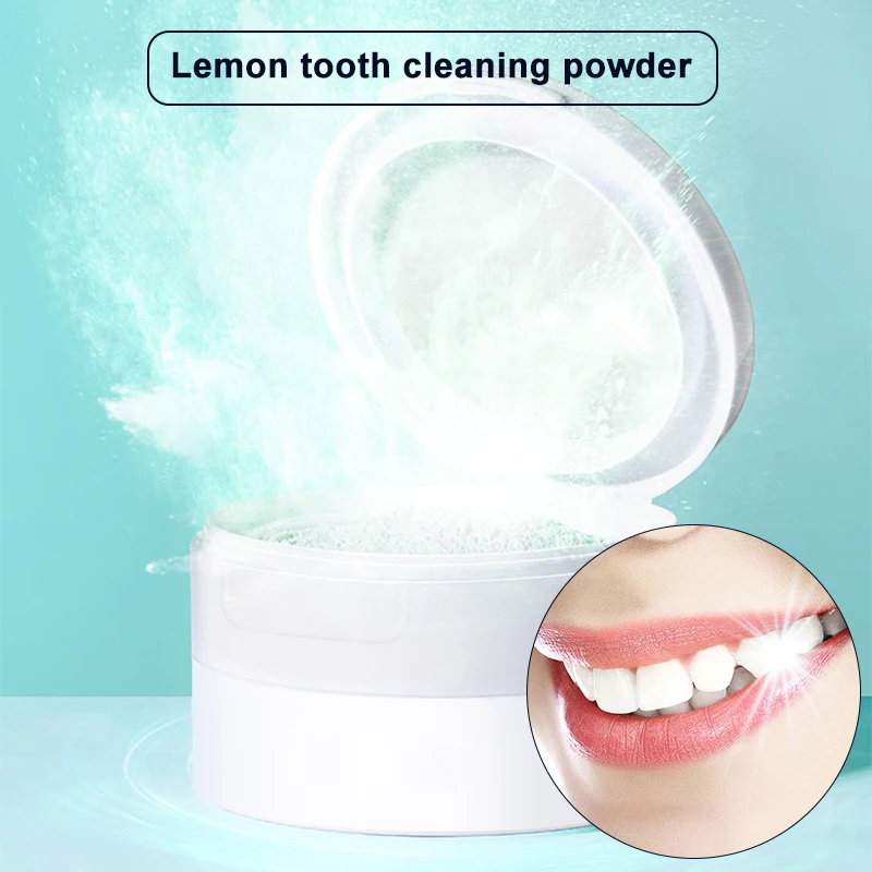 

Teeth Whitening Toothpaste Powder Stains Remover Lemon Flavor Teeth Whitener No Hurt on Enamel or Gum for Adults 50g BUTT666