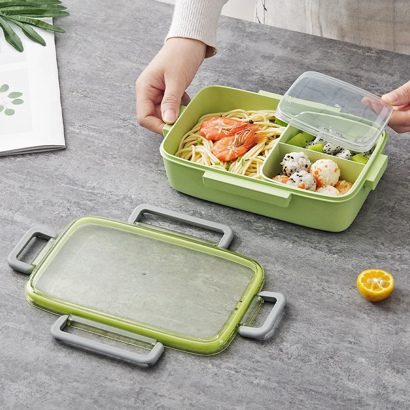 

Bamboo Fiber Microwave Lunch Box Leak-Proof Independent Lattice Bento Lunch Box for Kids Bento Box Portable Food Container