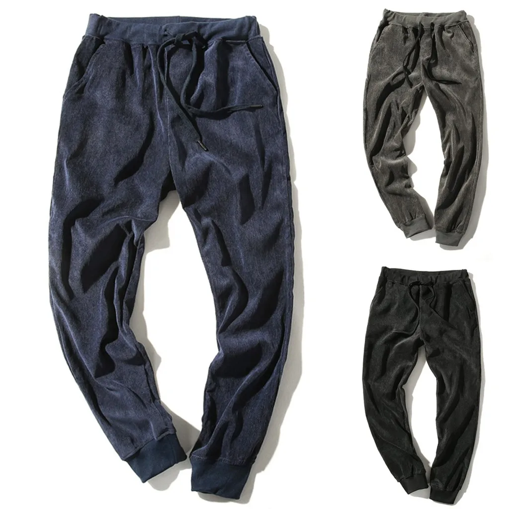 Мужские модные короткие стильные вельветовые однотонные повседневные брюки на