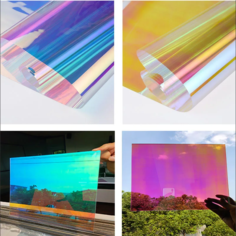 

Multi-size Roll Rainbow Window Film Iridescent for Home Glass Sticker Restaurant Self Adhesive Sticker Decorative Window Tint