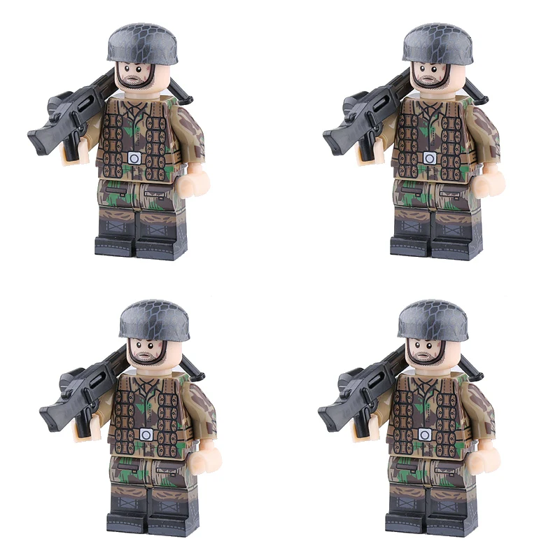 S20-4PCS WW2 военная армия солдат фигурки строительные блоки Minifigs армейский солдатский шлем оружие шарф аксессуары Кирпичи игрушки для детей - Цвет: S20-4PCS