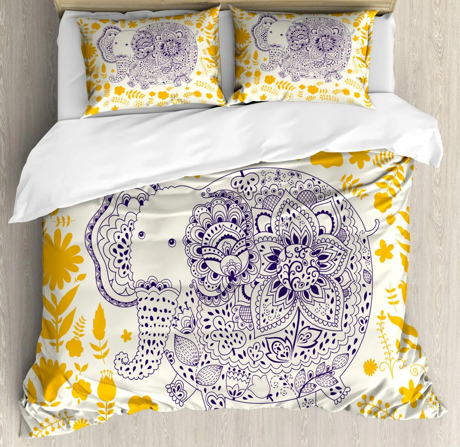 Набор пододеяльников с цветочным рисунком и Рисунком Слона из мультфильма