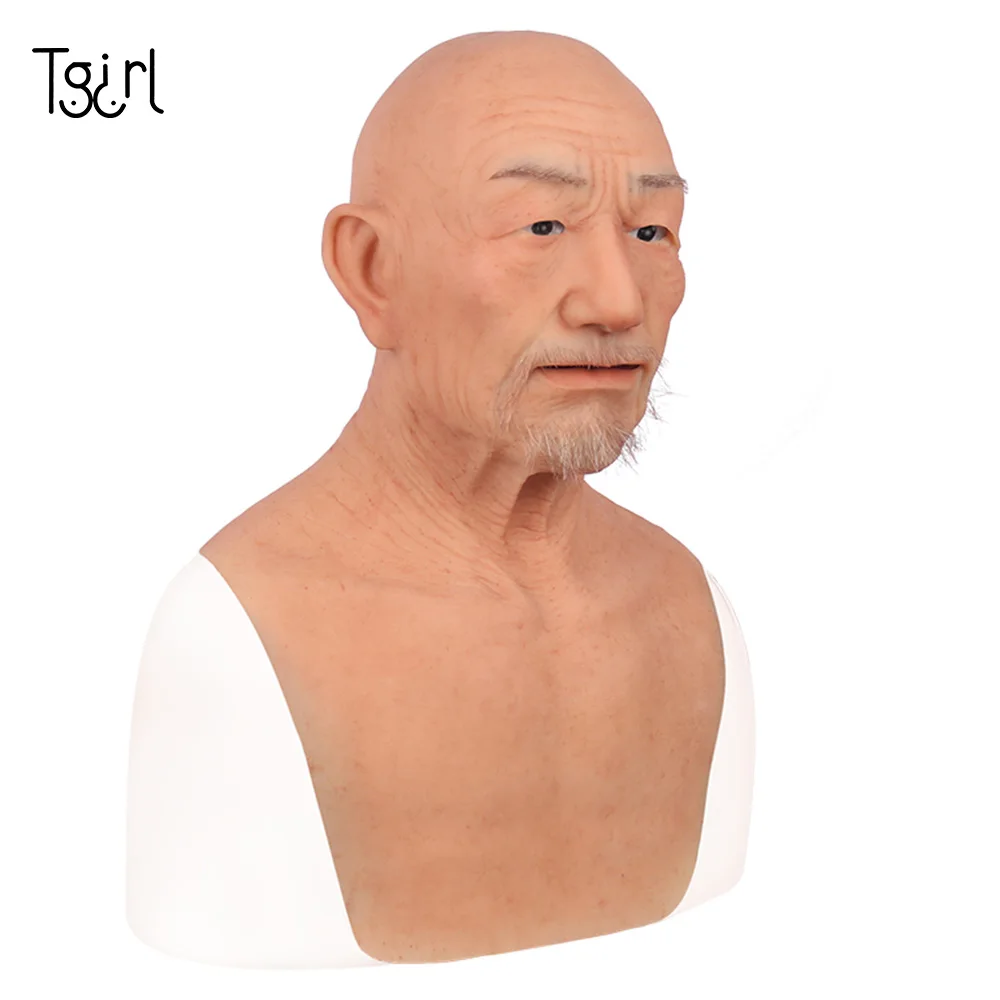 

Silicone Male Headgear Old William Realistic Silicone Masquerade Full Head Tricky Props